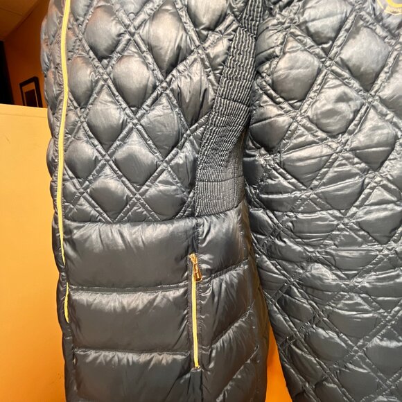 Michael Kors Jacket Women's L Navy Packable Down Fill Hooded Puffer Coat Long - Picture 7 of 16
